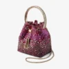 Bon Bon Winter Bloom and Violet Orchid Satin Bag with Crystals