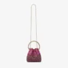 Bon Bon Winter Bloom and Violet Orchid Satin Bag with Crystals