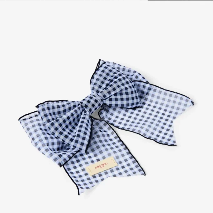 Bow Hair Clip Marine Mix Mini Gingham Organza Bow Hair Clip 