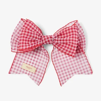 Bow Hair Clip Ruby Red Mix Mini Gingham Organza Bow Hair Clip