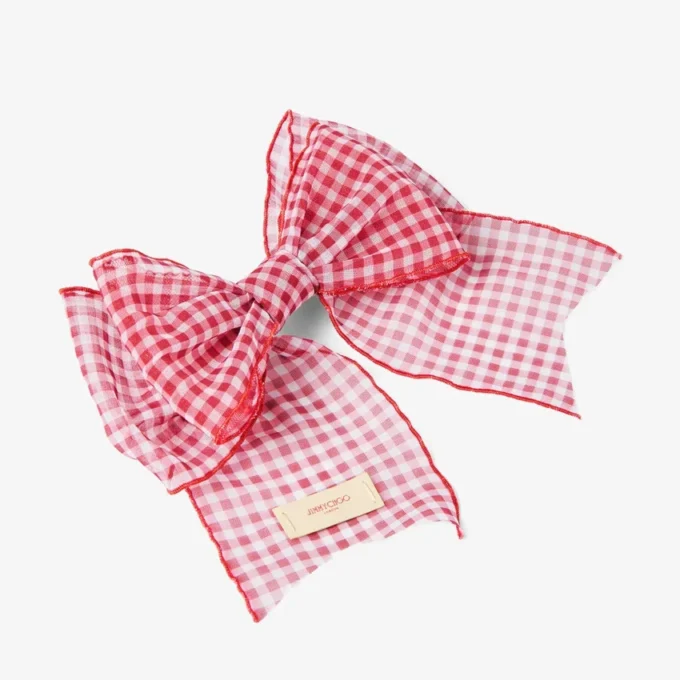 Bow Hair Clip Ruby Red Mix Mini Gingham Organza Bow Hair Clip