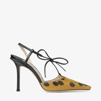 Bow Spotted Elaphe-Printed Leather Sandal with Knot Detail