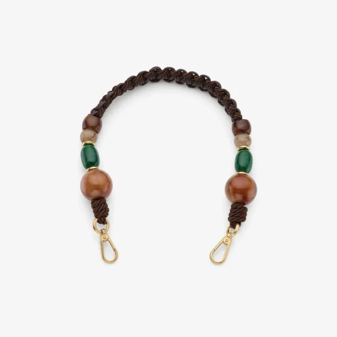 Braided Strap Brown Multi Braided Rope Strap with Beads