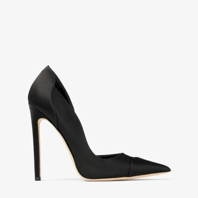 Brigitte 120 Black Satin Pumps