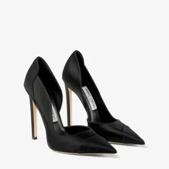 Brigitte 120 Black Satin Pumps