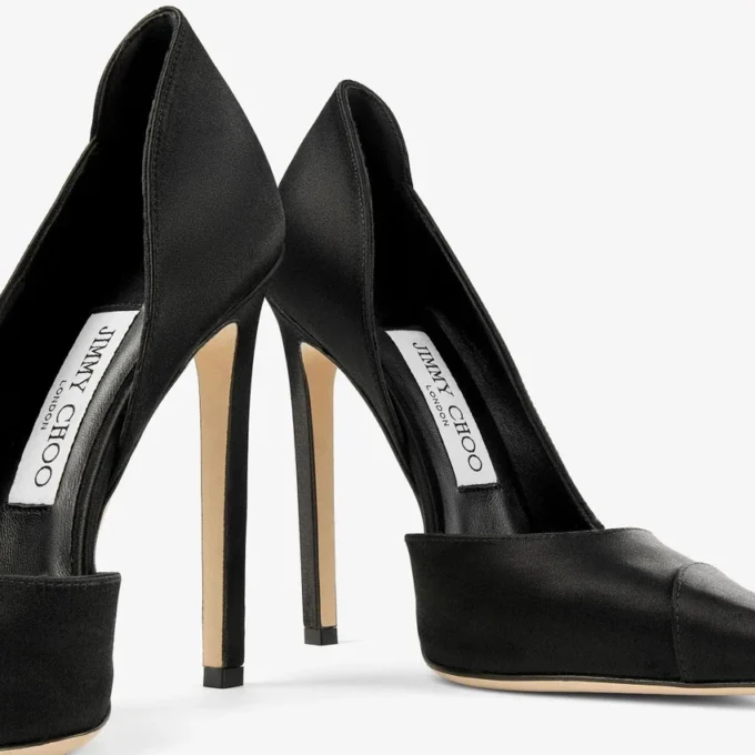 Brigitte 120 Black Satin Pumps