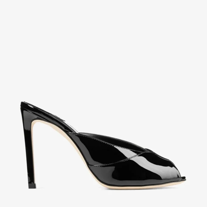 Brigitte Mule 100 Black Patent Leather Mules