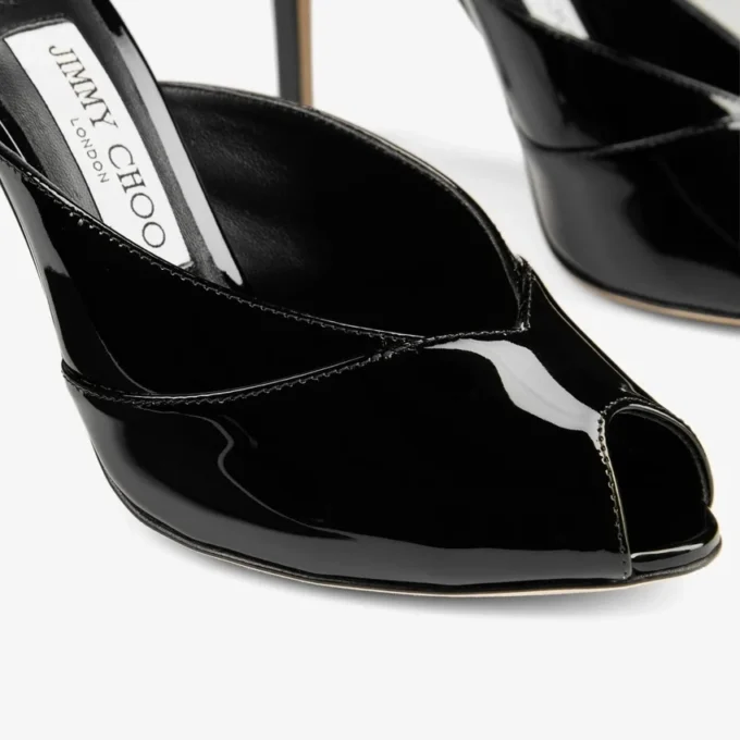 Brigitte Mule 100 Black Patent Leather Mules