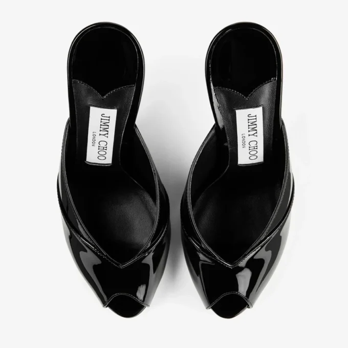 Brigitte Mule 100 Black Patent Leather Mules