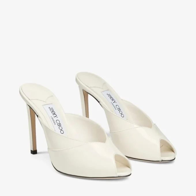 Brigitte Mule 100 Latte Patent Leather Mules