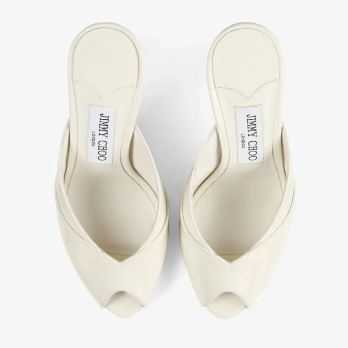 Brigitte Mule 100 Latte Patent Leather Mules