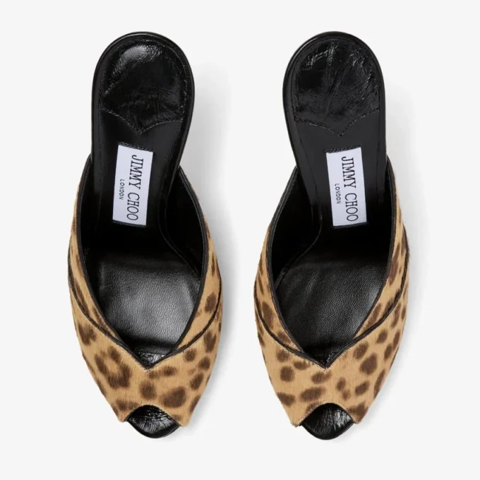 Brigitte Mule 100 Natural Leopard Print Pony Mules