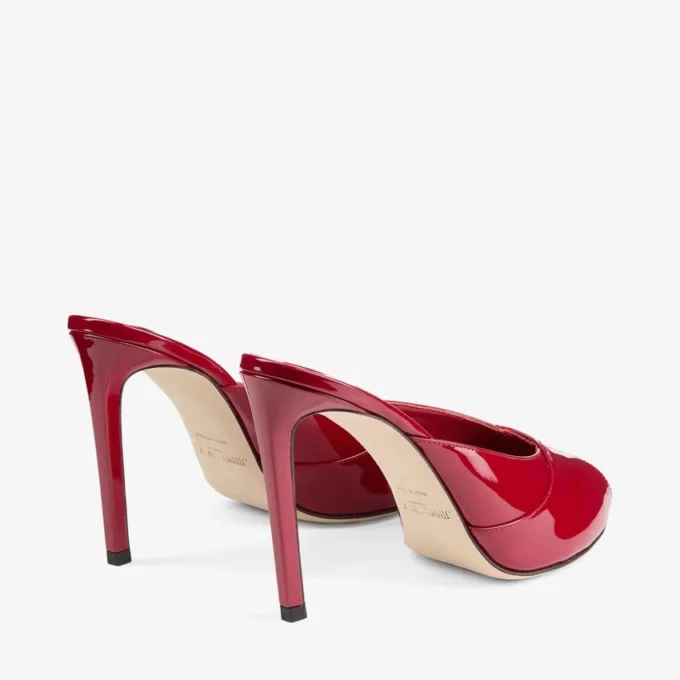 Brigitte Mule 100 Ruby Red Patent Leather Mules