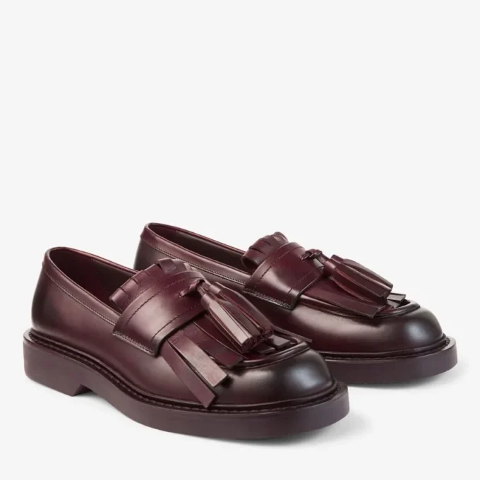 Buff Fringe Loafer Deep Merlot Waxed Calf Loafers