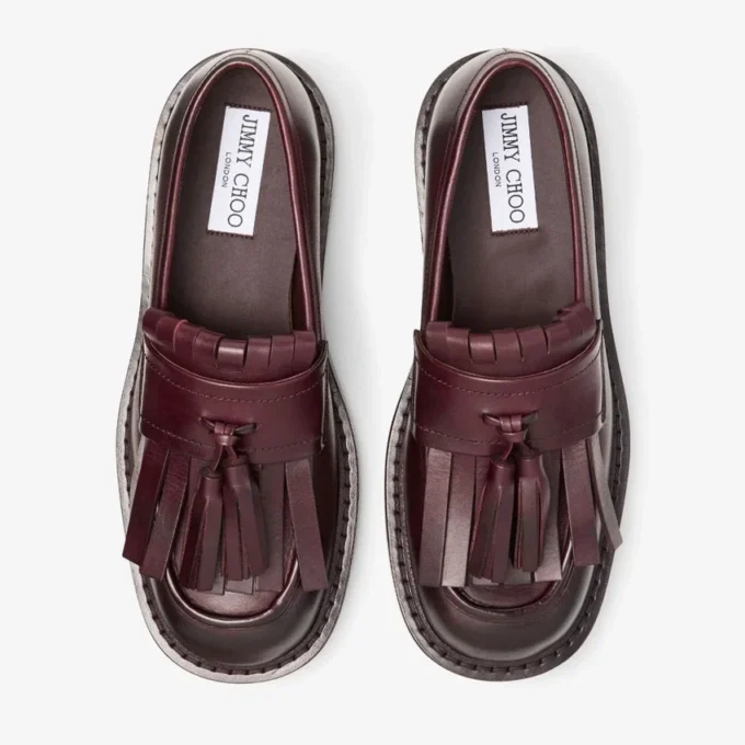 Buff Fringe Loafer Deep Merlot Waxed Calf Loafers
