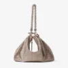 Callie Ballet Pink Suede Clutch Bag with Diamond Motif and Crystal Hotfix