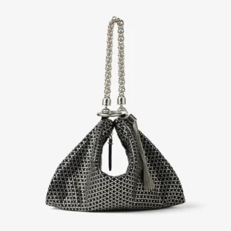 Callie Black Diamond Motif Crystal Hotfix on Suede Clutch Bag