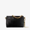 Callie Flap Black Shiny Biker Leather Shoulder Bag