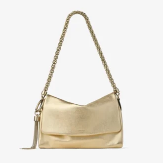 Callie Flap Gold Metallic Leather Shoulder Bag