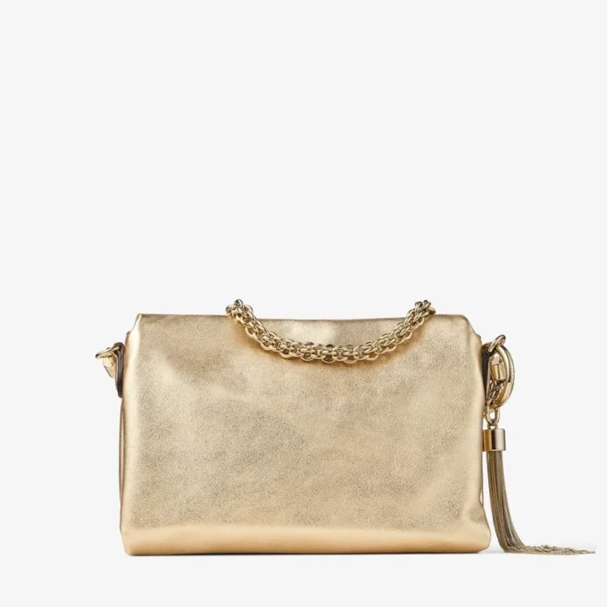 Callie Flap Gold Metallic Leather Shoulder Bag