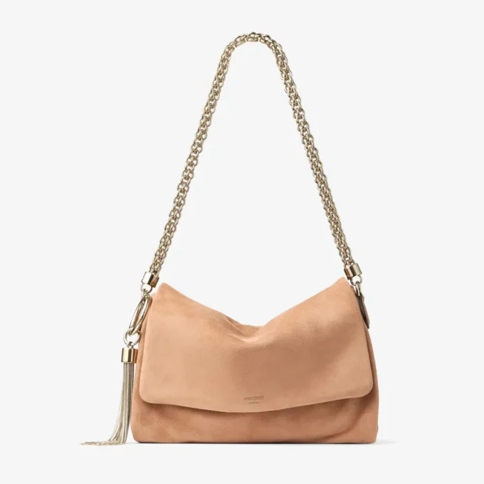 Callie Flap Toffee Suede Shoulder Bag