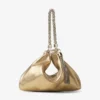 Callie Gold Metallic Leather Clutch Bag with Chain Strap