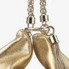 Callie Gold Metallic Leather Clutch Bag with Chain Strap
