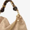 Callie Maxi Natural and Coffee Raffia Shoulder Bag with Detachable Woven Nappa Leather Strap