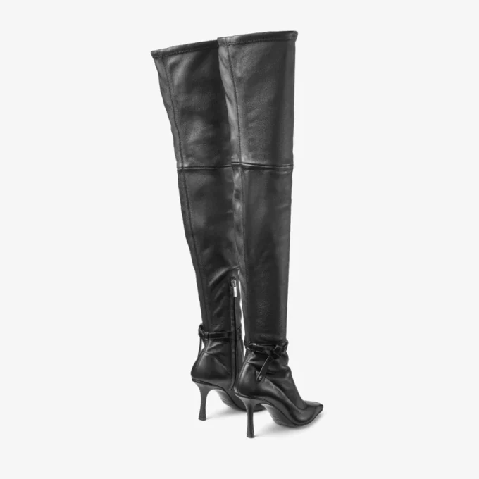 Camie over the Knee Boot Black Stretch Nappa and Spazzolato Leather Boot