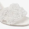 Cary 85 Ivory Satin Block Heel Sandal with Pearl Embellishments