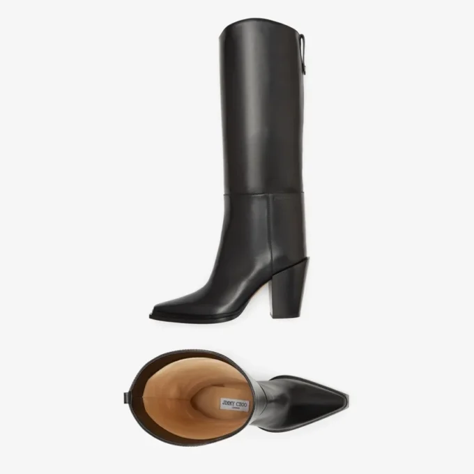 Cece 80 Black Soft Calf Leather Boots