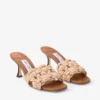 Chara 70 Tan Leather and Crochet Raffia Mule Sandal