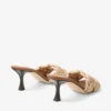 Chara 70 Tan Leather and Crochet Raffia Mule Sandal