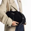 Cinch Medium Black Knitted Wool Shoulder Bag