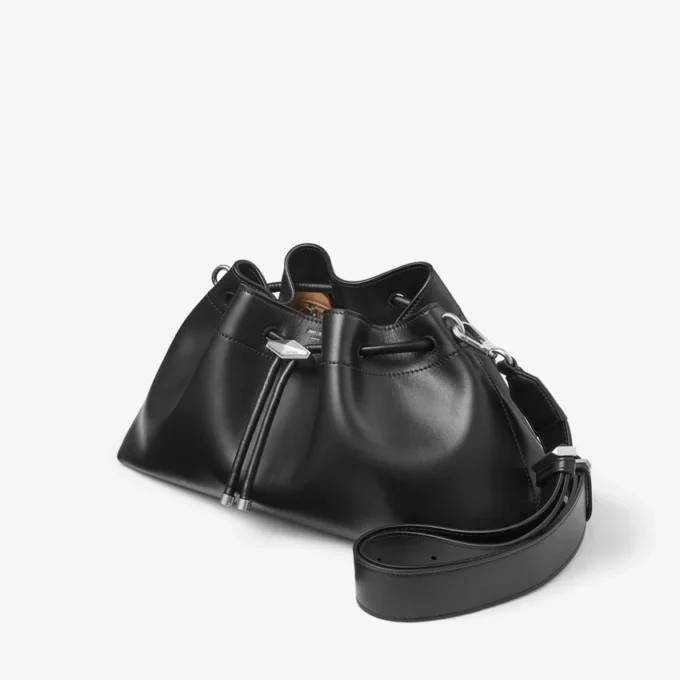 Cinch Medium Black Leather Shoulder Bag