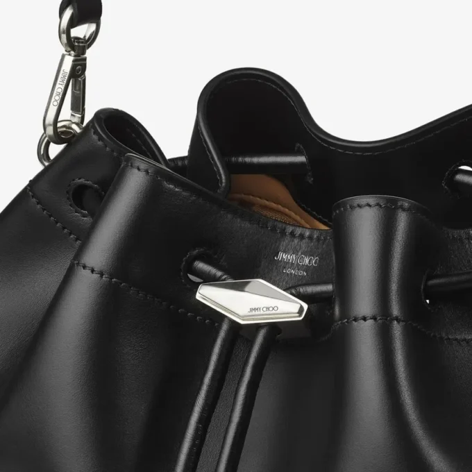Cinch Medium Black Leather Shoulder Bag