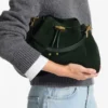 Cinch Medium British Green Suede Shoulder Bag