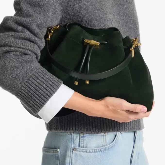Cinch Medium British Green Suede Shoulder Bag