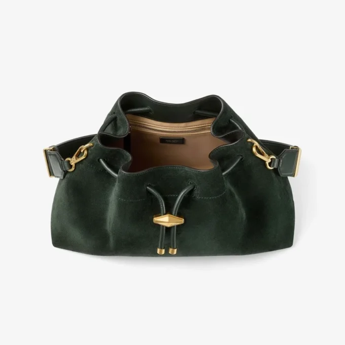 Cinch Medium British Green Suede Shoulder Bag