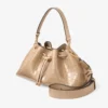 Cinch Medium Chai Shiny Croc Embossed Leather Shoulder Bag