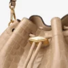 Cinch Medium Chai Shiny Croc Embossed Leather Shoulder Bag