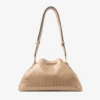 Cinch Medium Chai Shiny Croc Embossed Leather Shoulder Bag