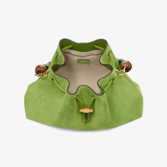 Cinch Medium Clover Suede Shoulder Bag with Braided Bead Strap