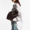 Cinch Medium Coffee Suede Shoulder Bag
