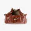 Cinch Medium Cognac Elaphe Printed Leather Shoulder Bag with Biker Leather Whipstitching