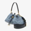 Cinch Medium Denim Shoulder Bag with Sangallo Embroidery