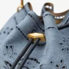 Cinch Medium Denim Shoulder Bag with Sangallo Embroidery