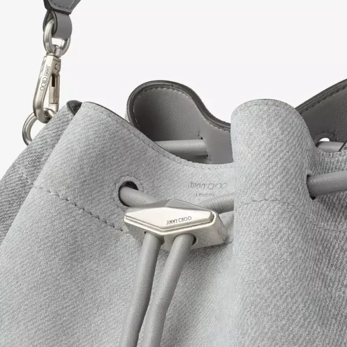 Cinch Medium Dove Suede Denim and Smooth Calf Leather Shoulder Bag