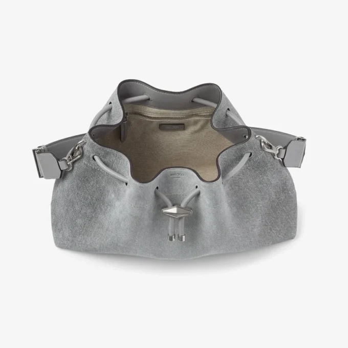 Cinch Medium Dove Suede Denim and Smooth Calf Leather Shoulder Bag