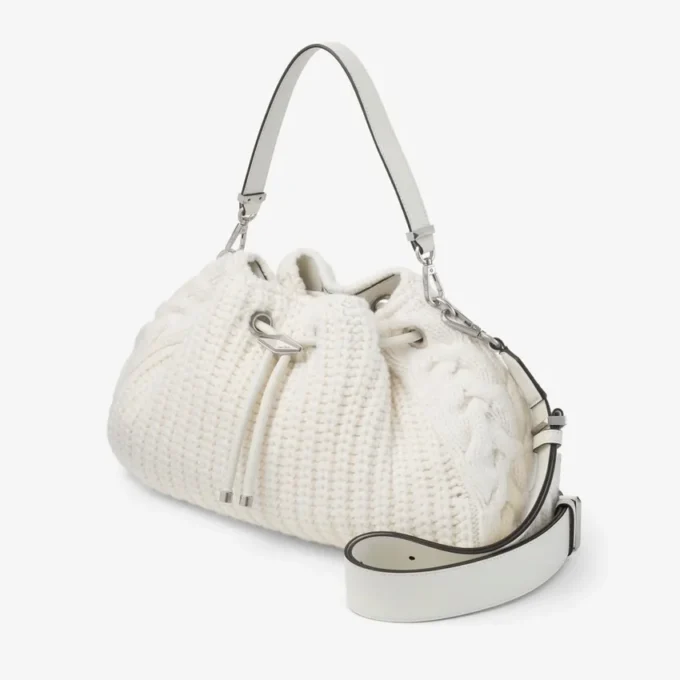 Cinch Medium Latte Knitted Wool Shoulder Bag